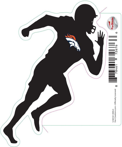 Fan Creations Decal Denver Broncos 3in Decal Player Silhouette - Running