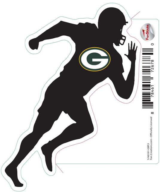 Fan Creations Decal Green Bay Packers 3in Decal Player Silhouette - Running