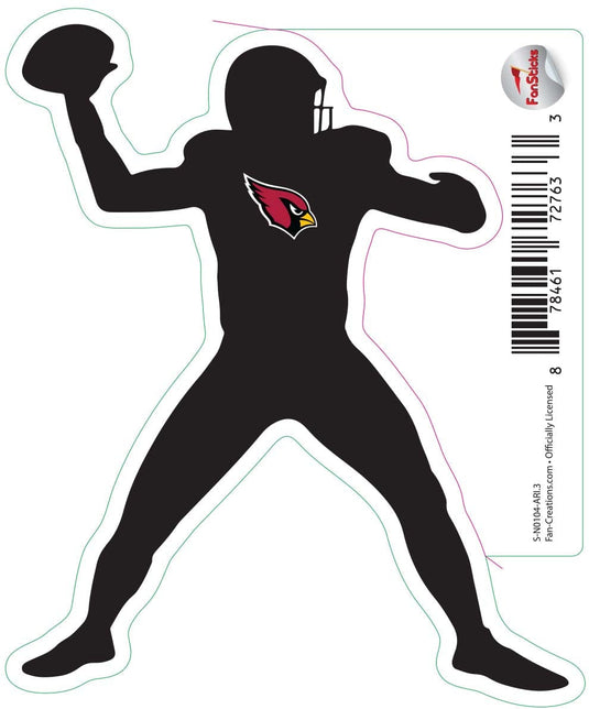 Fan Creations Decal Arizona Cardinals 3in Decal Player Silhouette - Throwing