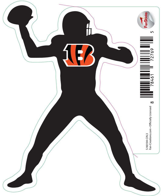 Fan Creations Decal Cincinnati Bengals 3in Decal Player Silhouette - Throwing