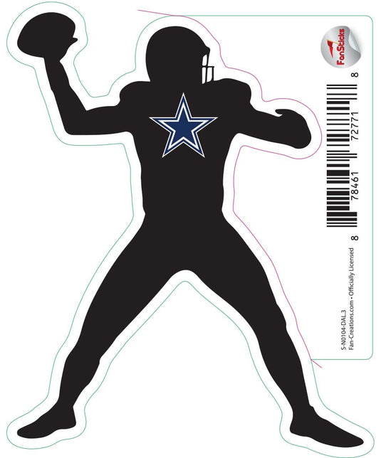 Fan Creations Decal Dallas Cowboys 3in Decal Player Silhouette - Throwing