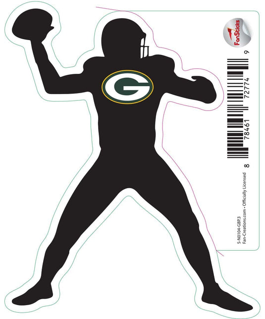 Fan Creations Decal Green Bay Packers 3in Decal Player Silhouette - Throwing