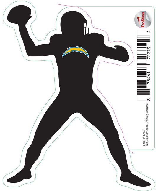 Fan Creations Decal Los Angeles Chargers 3in Decal Player Silhouette - Throwing