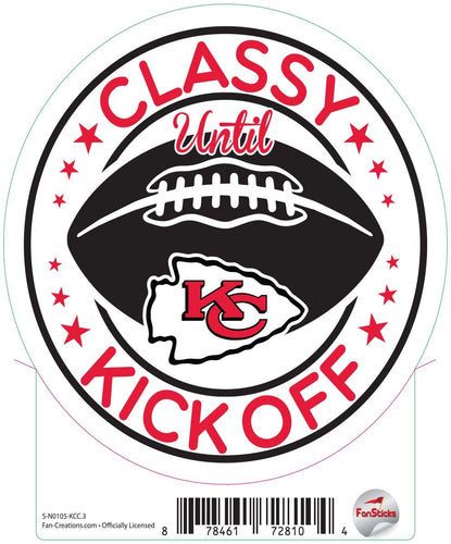 Fan Creations Decal Kansas City Chiefs 3in Decal Classy until Kickoff