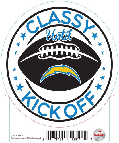 Fan Creations Decal Los Angeles Chargers 3in Decal Classy until Kickoff