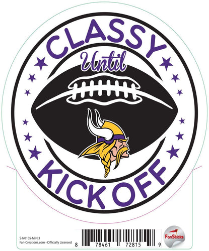 Fan Creations Decal Minnesota Vikings 3in Decal Classy until Kickoff