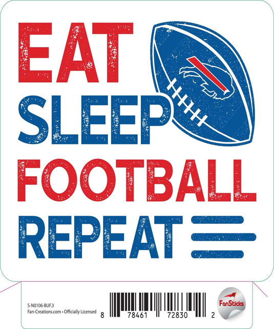 Fan Creations Decal Buffalo Bills 3in Decal Eat Sleep Football Repeat