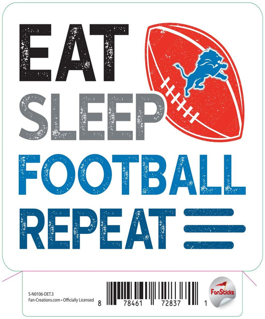 Fan Creations Decal Detroit Lions 3in Decal Eat Sleep Football Repeat