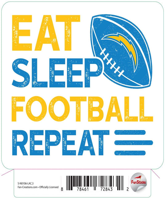 Fan Creations Decal Los Angeles Chargers 3in Decal Eat Sleep Football Repeat