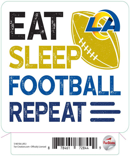 Fan Creations Decal Los Angeles Rams 3in Decal Eat Sleep Football Repeat