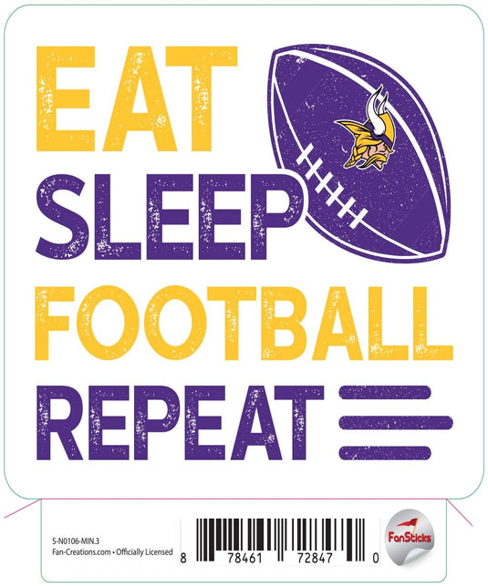 Fan Creations Decal Minnesota Vikings 3in Decal Eat Sleep Football Repeat