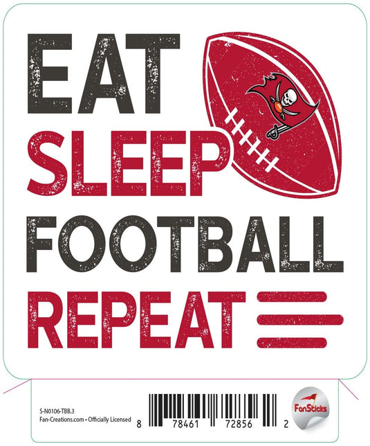 Fan Creations Decal Tampa Bay Buccaneers 3in Decal - Eat Sleep Football Repeat