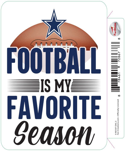 Fan Creations Decal Dallas Cowboys 3in Decal Football is My Favorite Season