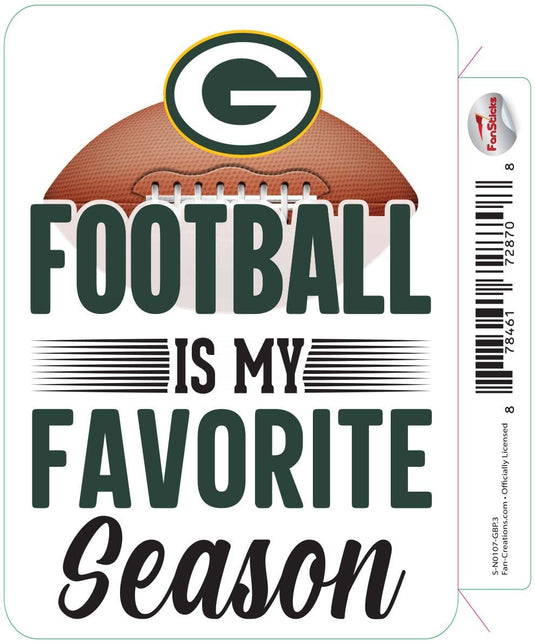 Fan Creations Decal Green Bay Packers 3in Decal Football is My Favorite Season