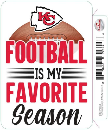 Fan Creations Decal Kansas City Chiefs 3in Decal Football is My Favorite Season