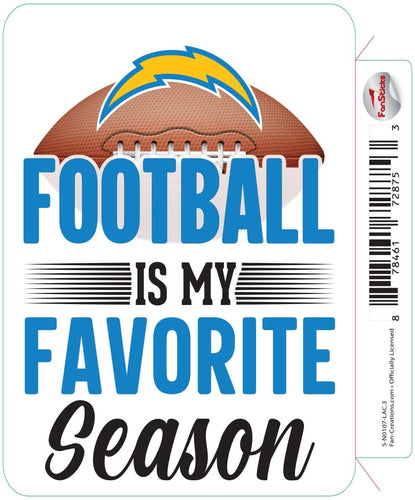 Fan Creations Decal Los Angeles Chargers 3in Decal Football is My Favorite Season