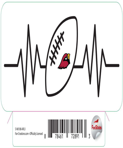 Fan Creations Decal Arizona Cardinals 3in Decal Heart Beat Football