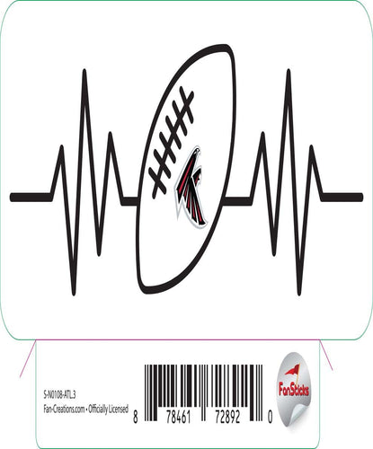 Fan Creations Decal Atlanta Falcons 3in Decal Heart Beat Football