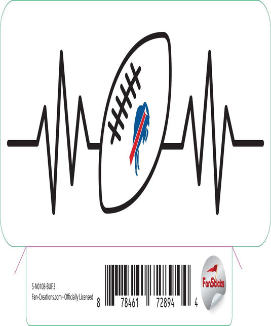 Fan Creations Decal Buffalo Bills 3in Decal Heart Beat Football