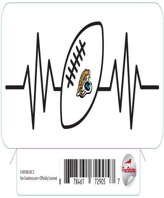 Fan Creations Decal Jacksonville Jaguars 3in Decal Heart Beat Football