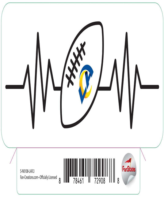 Fan Creations Decal Los Angeles Rams 3in Decal Heart Beat Football