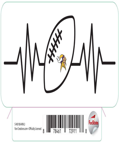 Fan Creations Decal Minnesota Vikings 3in Decal Heart Beat Football