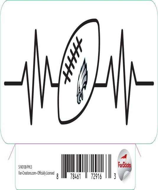 Fan Creations Decal Philadelphia Eagles 3in Decal Heart Beat Football