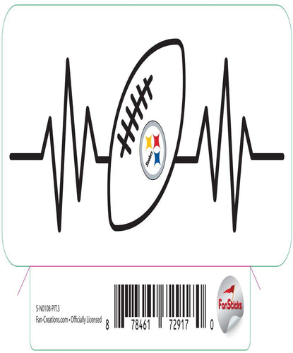 Fan Creations Decal Pittsburgh Steelers 3in Decal  Heart Beat Football