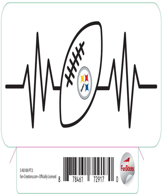 Fan Creations Decal Pittsburgh Steelers 3in Decal  Heart Beat Football