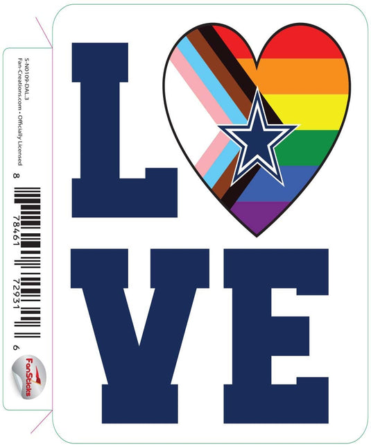 Fan Creations Decal Dallas Cowboys 3in Decal LGBTQ Love