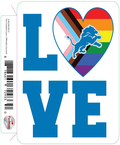 Fan Creations Decal Detroit Lions 3in Decal LGBTQ Love