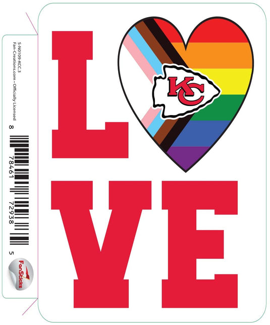 Fan Creations Decal Kansas City Chiefs 3in Decal LGBTQ Love