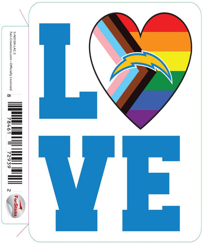 Fan Creations Decal Los Angeles Chargers 3in Decal LGBTQ Love