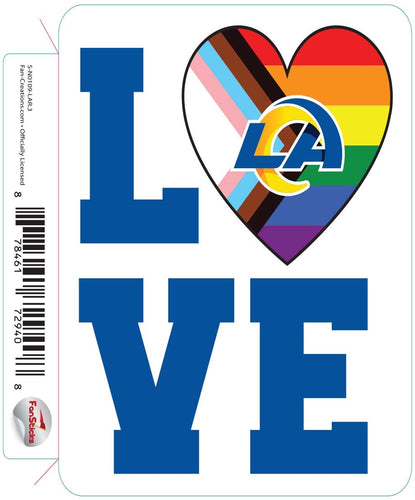 Fan Creations Decal Los Angeles Rams 3in Decal LGBTQ Love