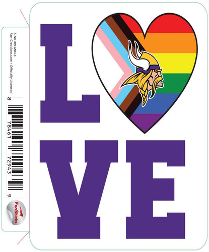 Fan Creations Decal Minnesota Vikings 3in Decal LGBTQ Love