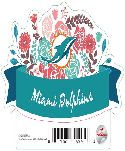Fan Creations Decal Miami Dolphins 3in Decal Flower Banner
