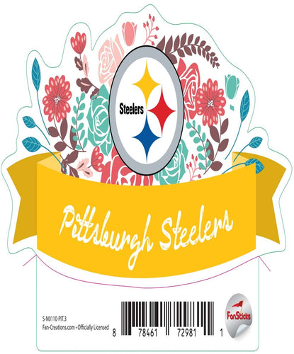 Fan Creations Decal Pittsburgh Steelers 3in Decal  Flower Banner
