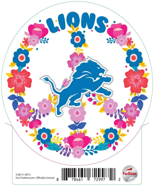 Fan Creations Decal Detroit Lions 3in Decal Peace Sign