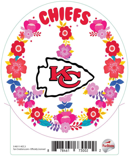 Fan Creations Decal Kansas City Chiefs 3in Decal Peace Sign