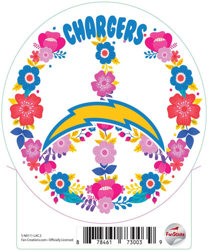 Fan Creations Decal Los Angeles Chargers 3in Decal Peace Sign