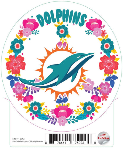 Fan Creations Decal Miami Dolphins 3in Decal Peace Sign