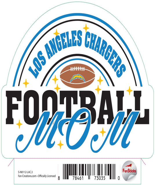 Fan Creations Decal Los Angeles Chargers 3in Decal Football Mom