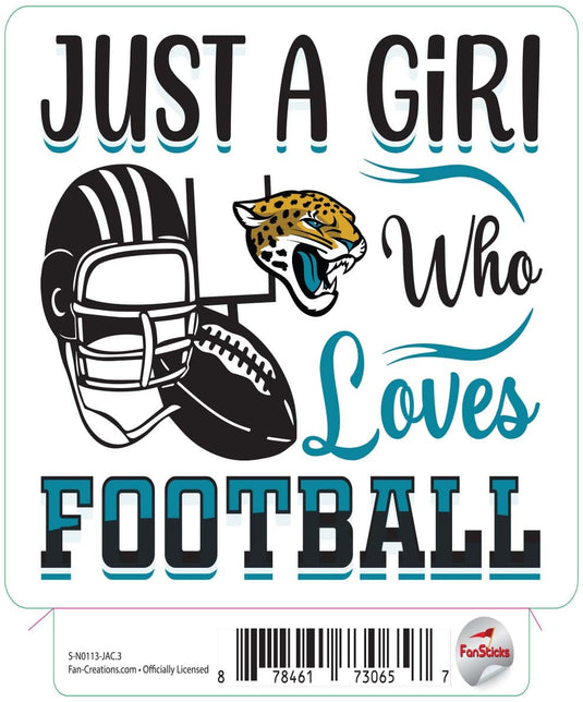 Fan Creations Decal Jacksonville Jaguars 3in Decal Just a Girl Who Loves Football