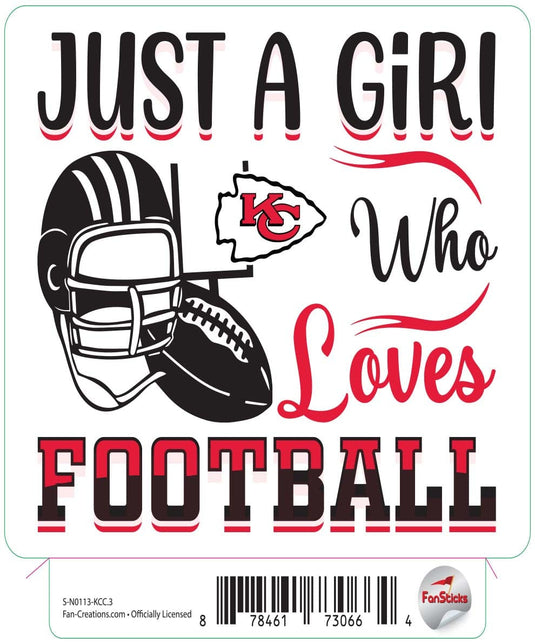 Fan Creations Decal Kansas City Chiefs 3in Decal Just a Girl Who Loves Football