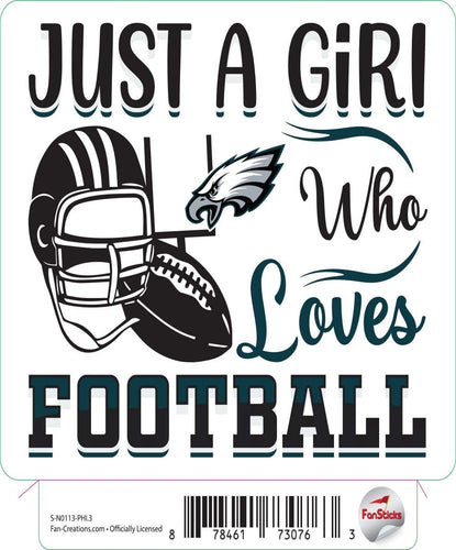 Fan Creations Decal Philadelphia Eagles 3in Decal Just a Girl Loves Football