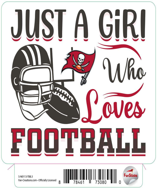 Fan Creations Decal Tampa Bay Buccaneers 3in Decal - Just a Girl Loves Football