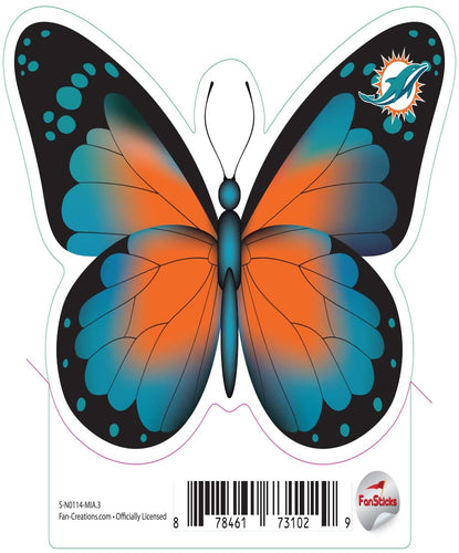 Fan Creations Decal Miami Dolphins 3in Decal Butterfly