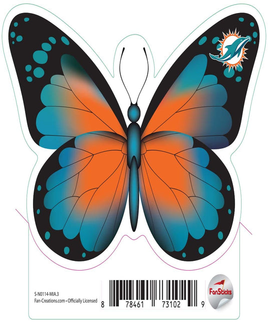 Fan Creations Decal Miami Dolphins 3in Decal Butterfly