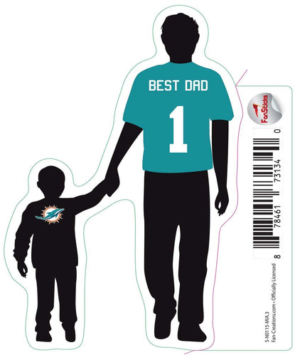 Fan Creations Decal Miami Dolphins 3in Decal Best Dad Holding Hands