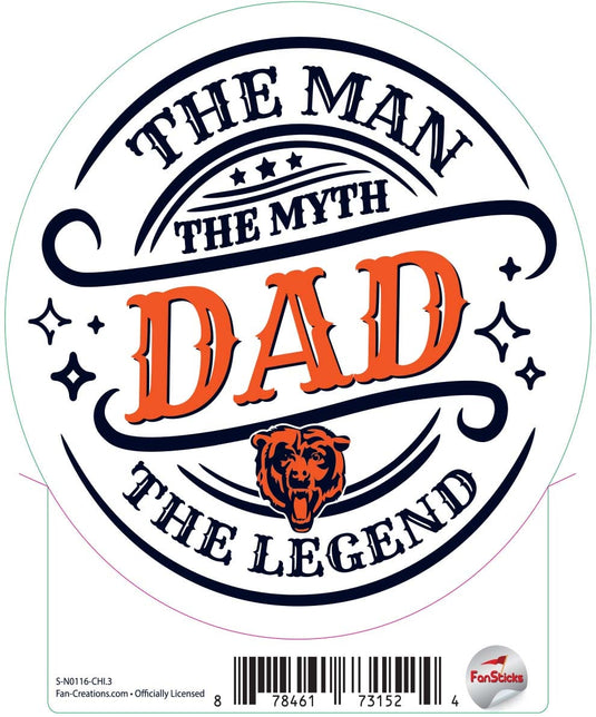 Fan Creations Decal Chicago Bears 3in Decal The Man The Legend